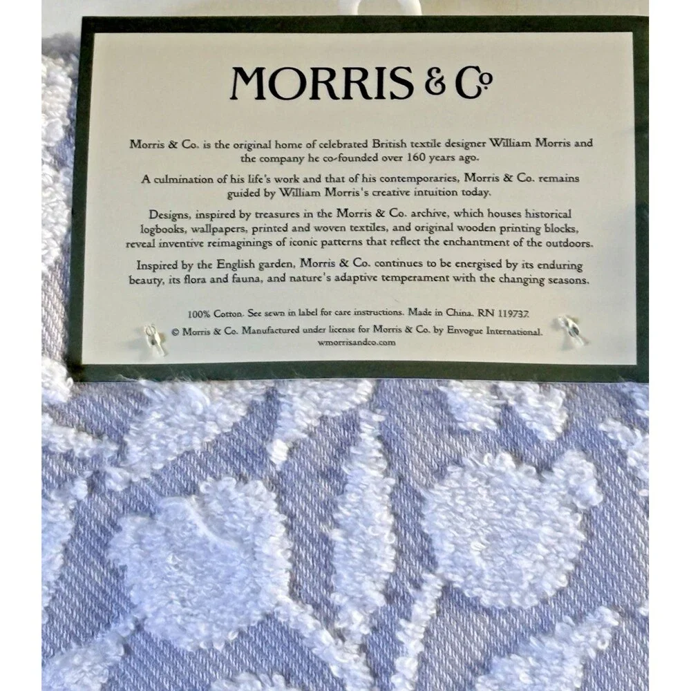 Morris & Co Kitchen Dish Towels Set of 2 Rosehip 100% Cotton Textured Gray